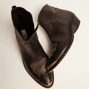 NEW Golden Goose Young Leather Zip Cowboy Ankle Boots